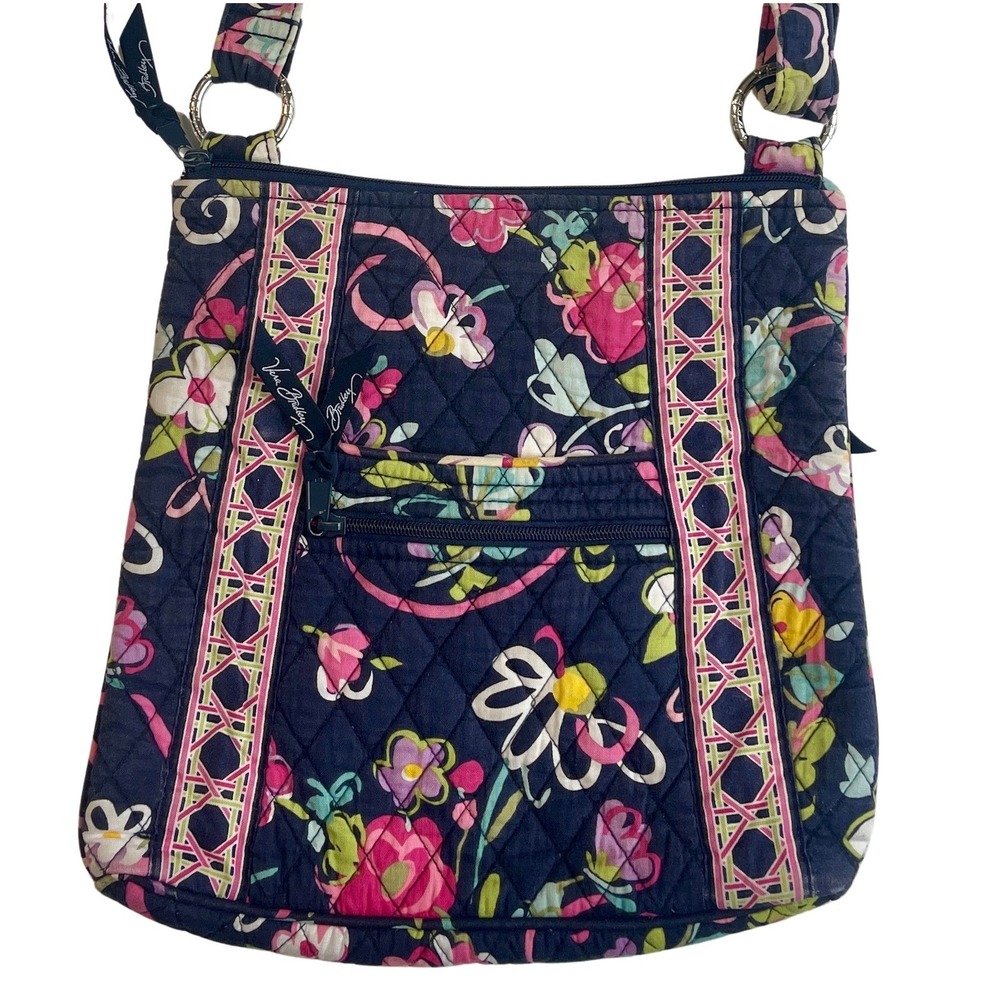 Vera Bradley Crossbody Bag Womens OS Navy Blue Floral Folkloric Hipster